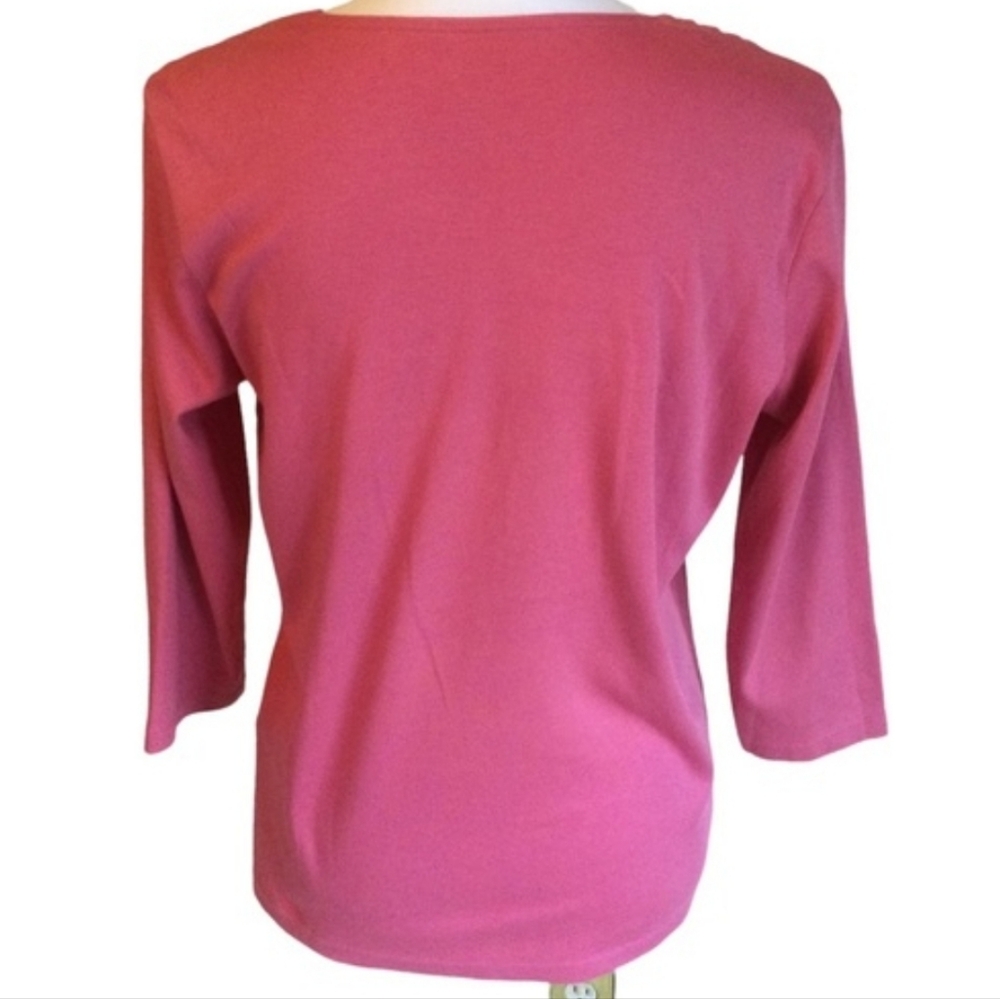 L.L. Bean 100% Supima Cotton V-Neck Blouse Medium - Picture 4 of 4